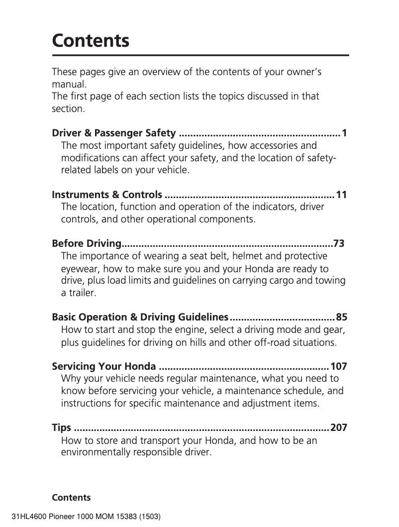 Imagen de la primera página del manual del dispositivo Pioneer 1000 (2016)