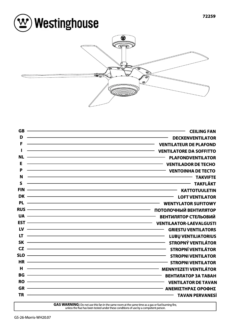 Página 1 del manual Manual de usuario Westinghouse 72259