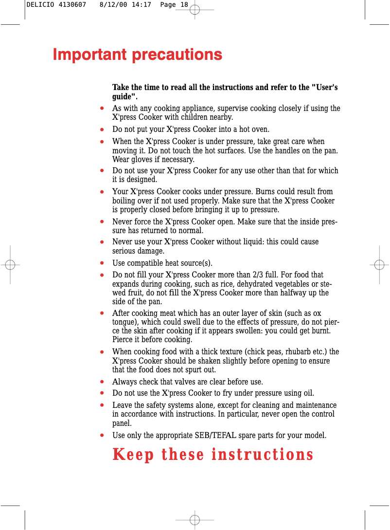 Imagen de la primera página del manual del dispositivo Delicio