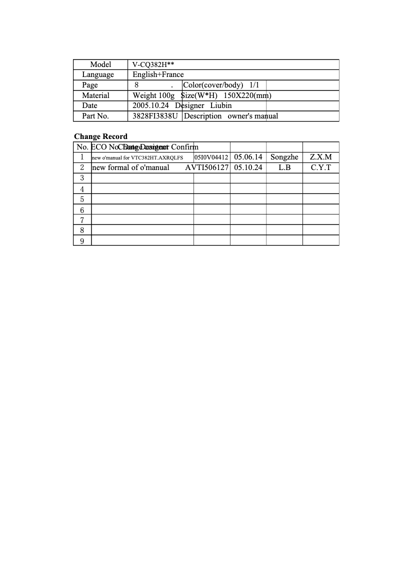 Página 1 del manual Manual de usuario LG V-CQ302HT