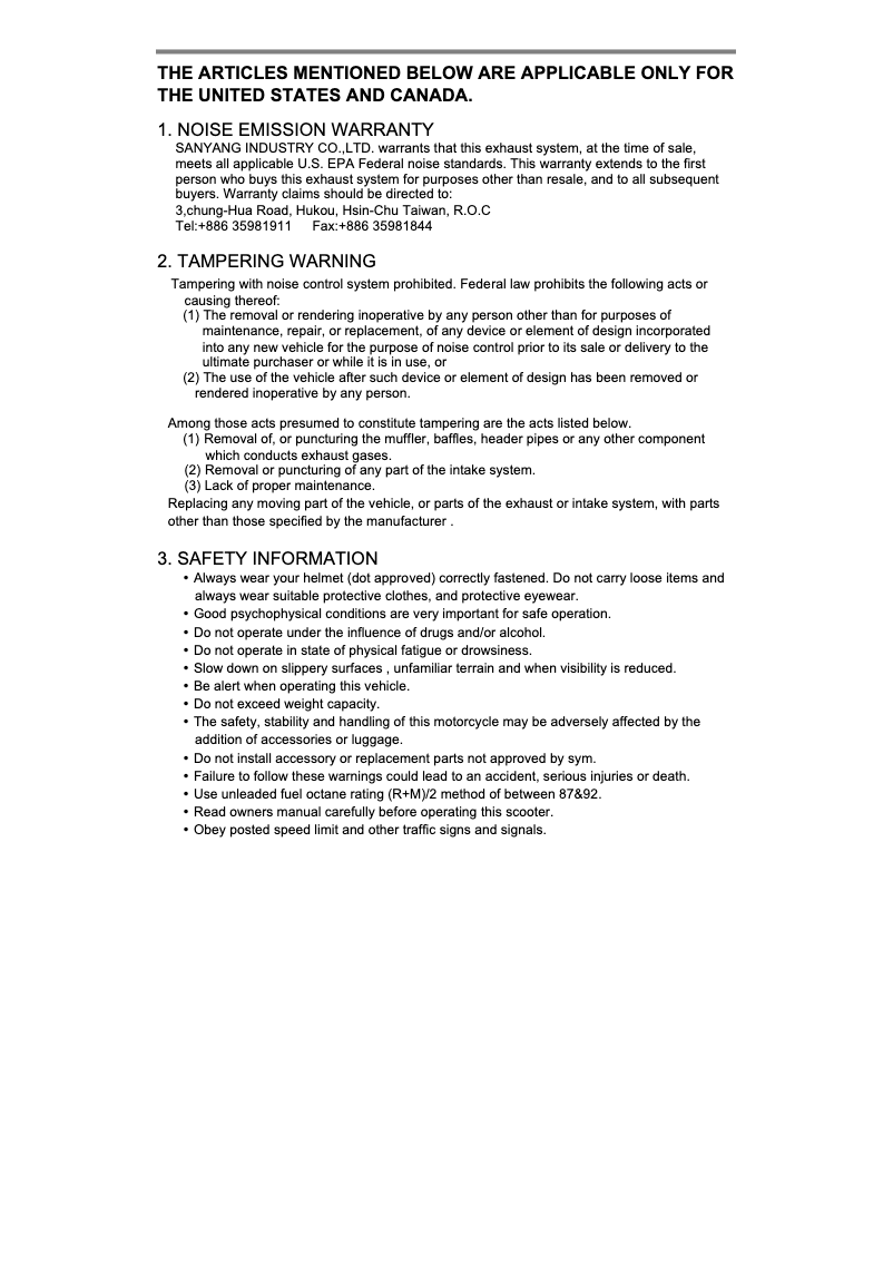 Página 1 del manual Manual de usuario SYM Quad Lander 300