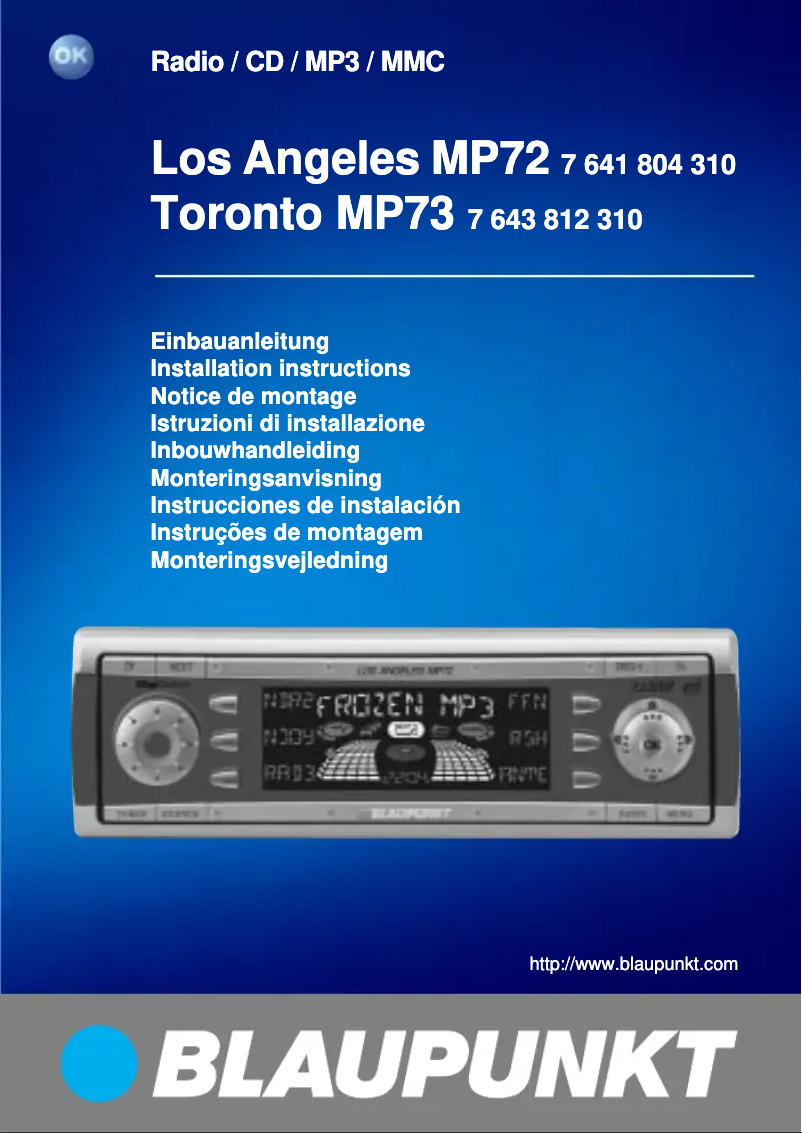 Página 1 del manual Manual de usuario Blaupunkt Toronto MP73