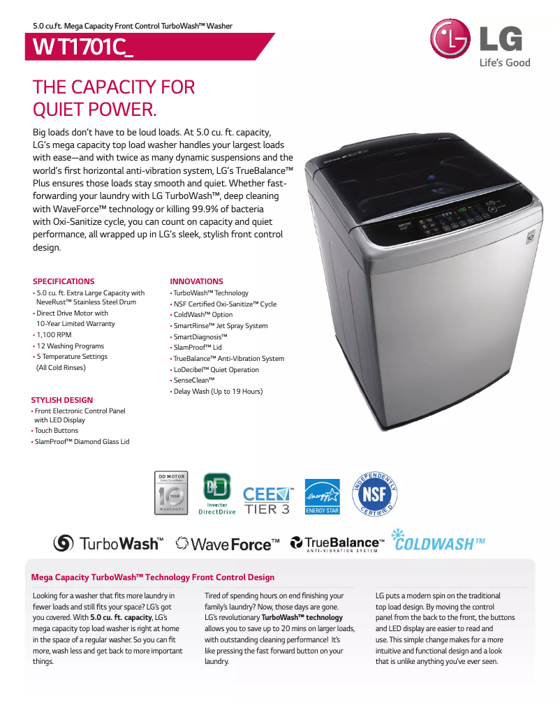 Imagen de la primera página del manual del dispositivo WT1701CV