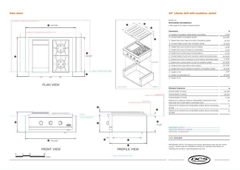 Página 1 del manual Ficha técnica DCS BFGC30BGDL