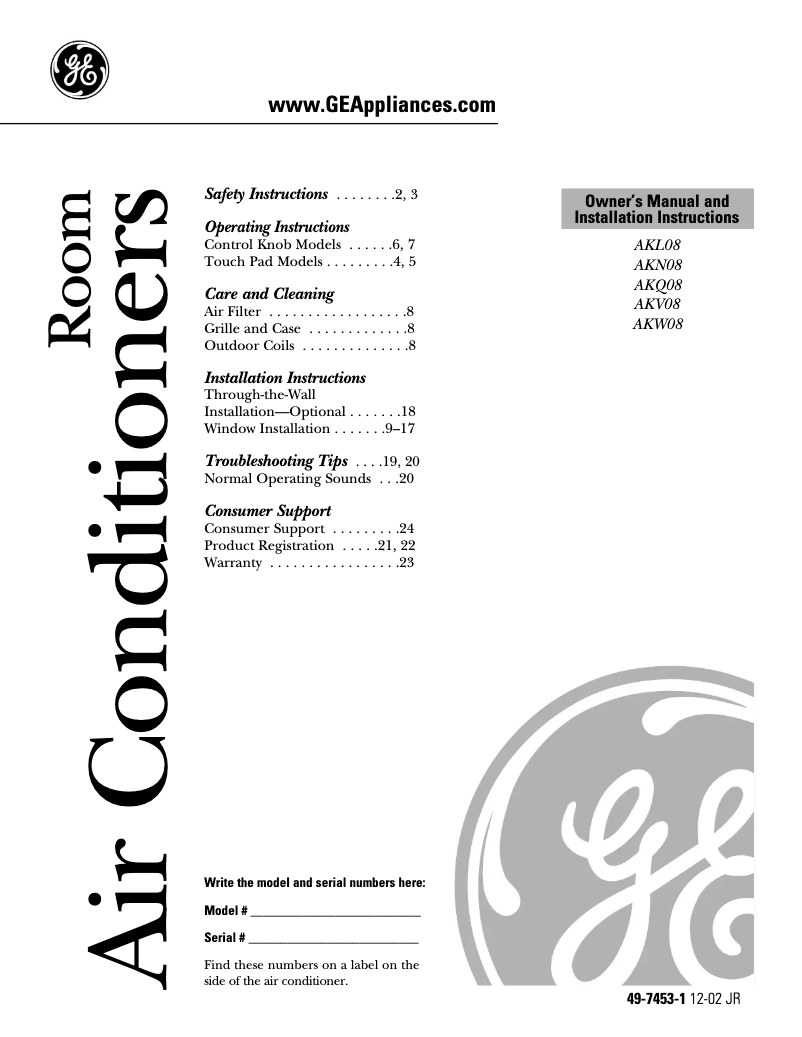 Imagen de la primera página del manual del dispositivo AKN08FA