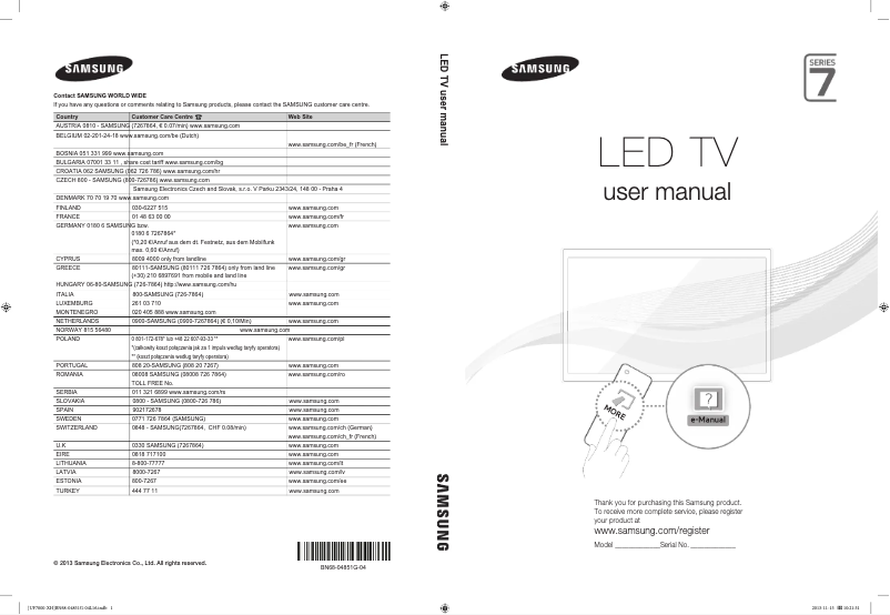 Página 1 del manual Guía de instalación Samsung UE55F7000ST