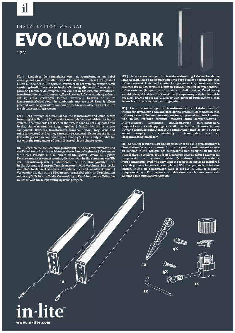 Página 1 del manual Manual de usuario in-lite Evo