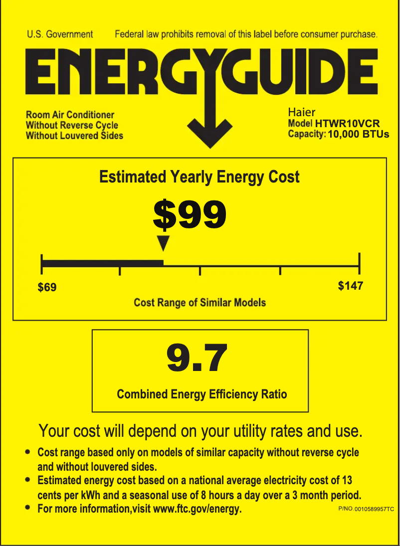 Página 1 del manual Etiqueta energética Haier HTWR10VCR