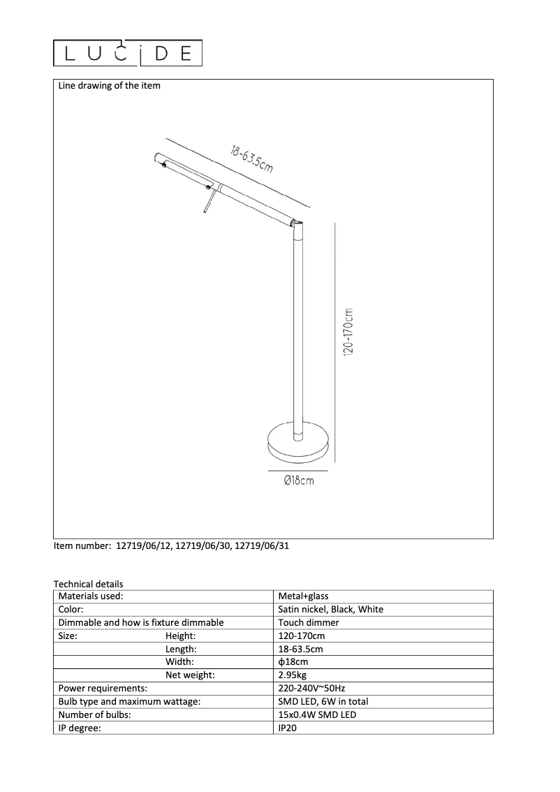 Imagen de la primera página del manual del dispositivo Bergamo 12719/06/30