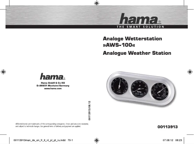 Imagen de la primera página del manual del dispositivo AWS100