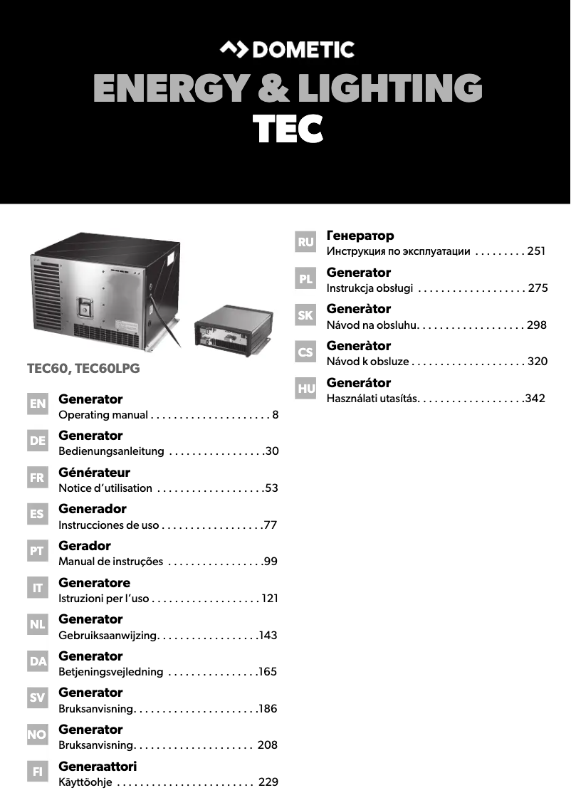 Imagen de la primera página del manual del dispositivo TEC60LPG