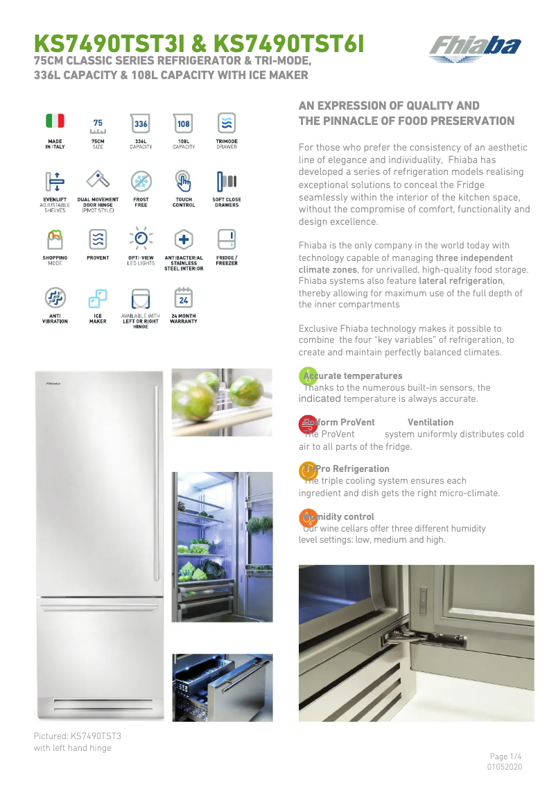 Página 1 del manual Ficha técnica Fhiaba KS7490TST6I