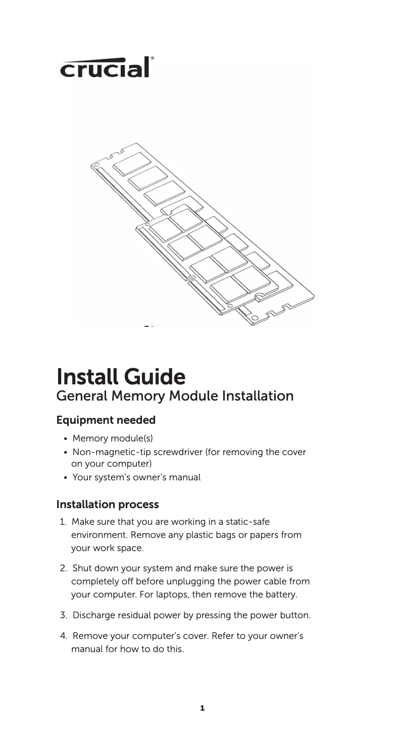 Página nº 1 - Manual de usuario Crucial DDR4-2400