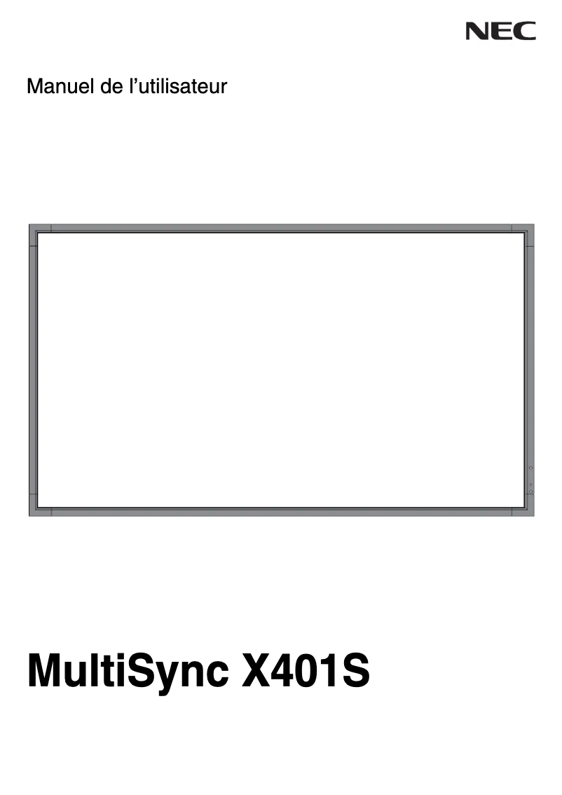 Imagen de la primera página del manual del dispositivo MultiSync X401S