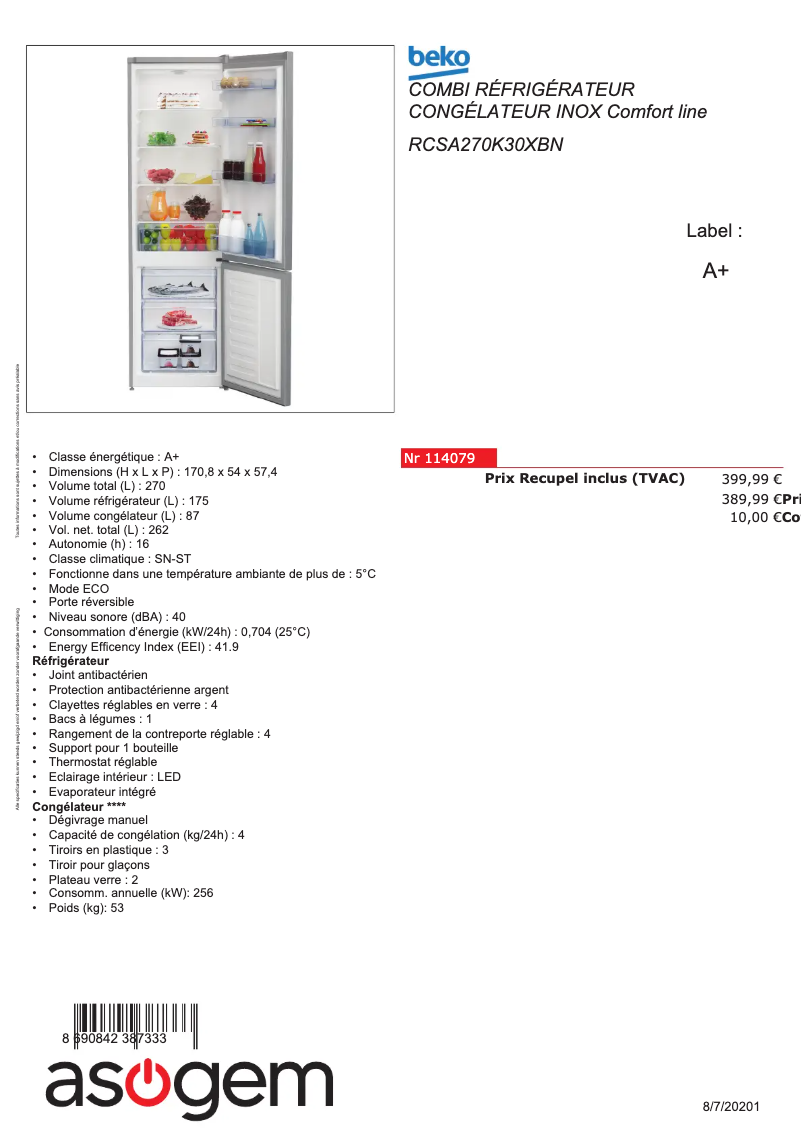 Imagen de la primera página del manual del dispositivo RCSA270K30XBN
