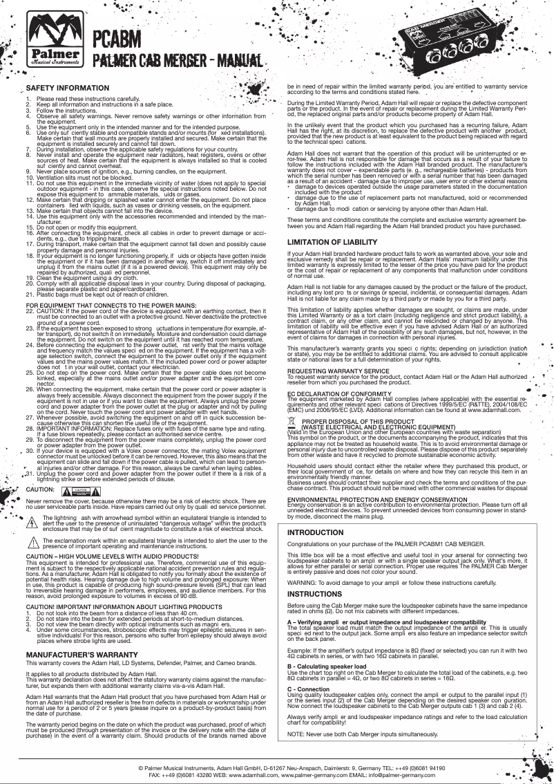 Imagen de la primera página del manual del dispositivo CAB M