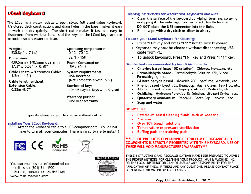 Página 1 del manual Manual de usuario Man & Machine L Cool