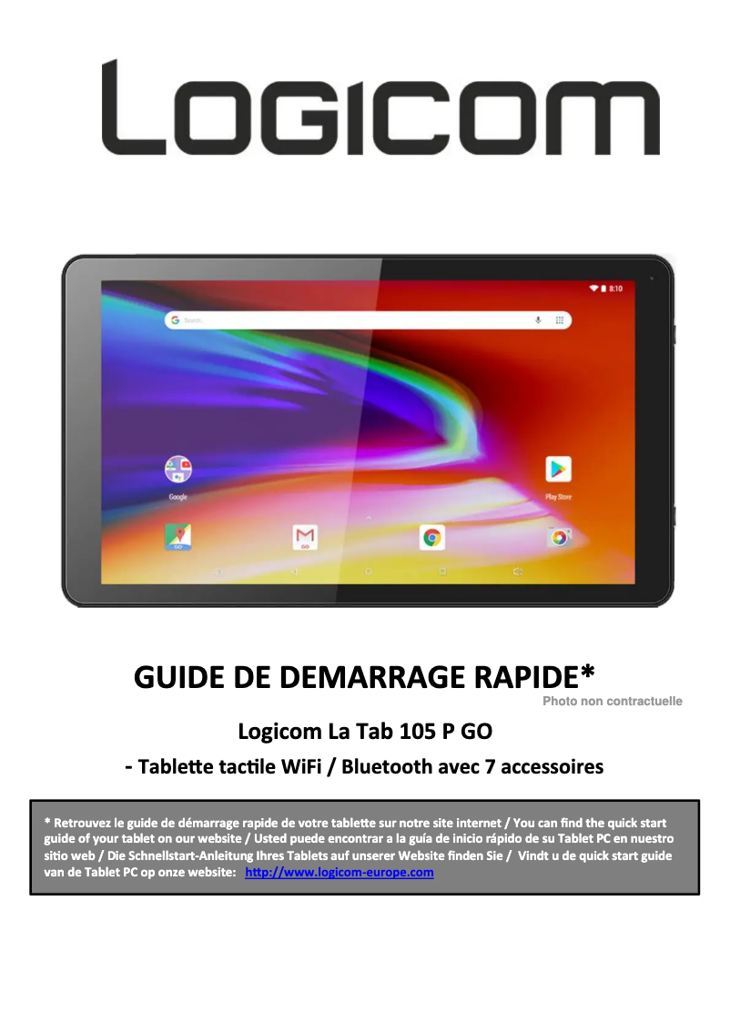 Imagen de la primera página del manual del dispositivo La Tab 105 P Go