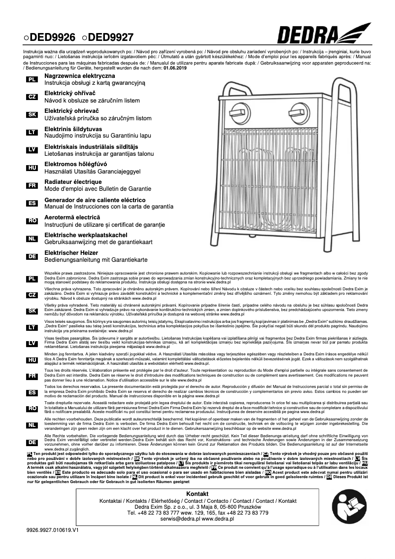 Imagen de la primera página del manual del dispositivo DED9926