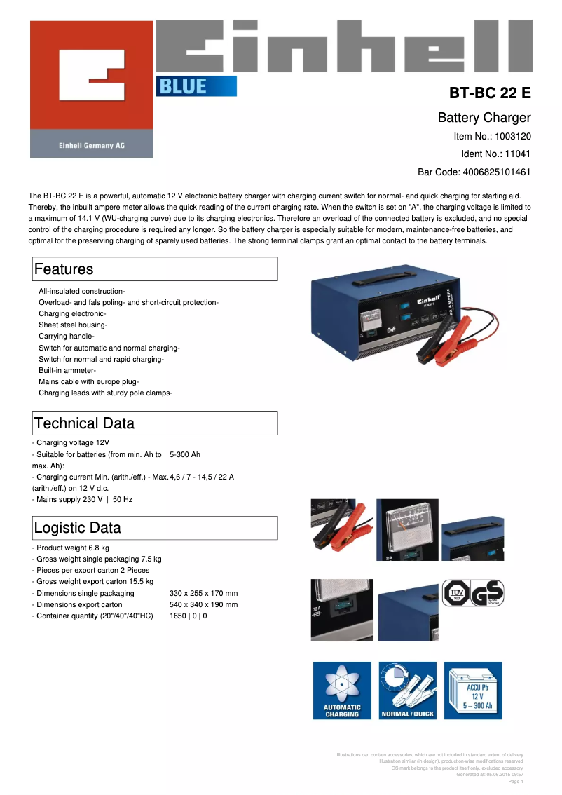 Página nº 1 - Ficha técnica Einhell BT-BC 22 E