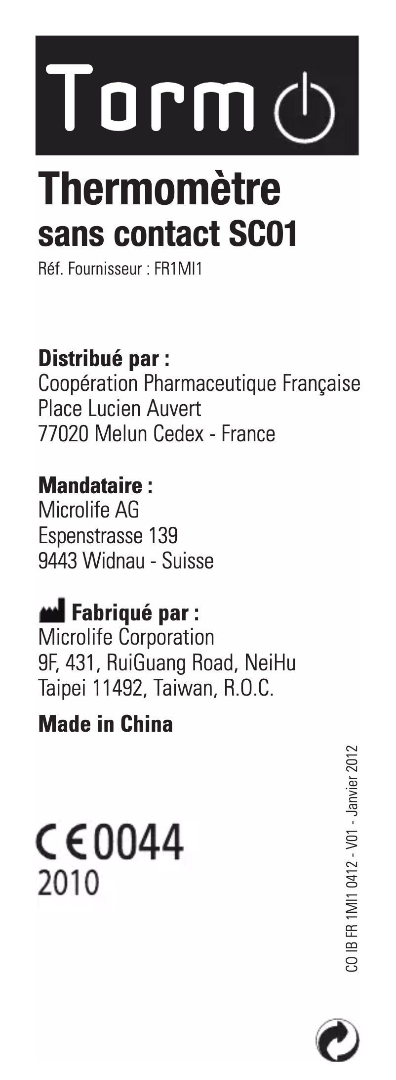 Imagen de la primera página del manual del dispositivo SC01