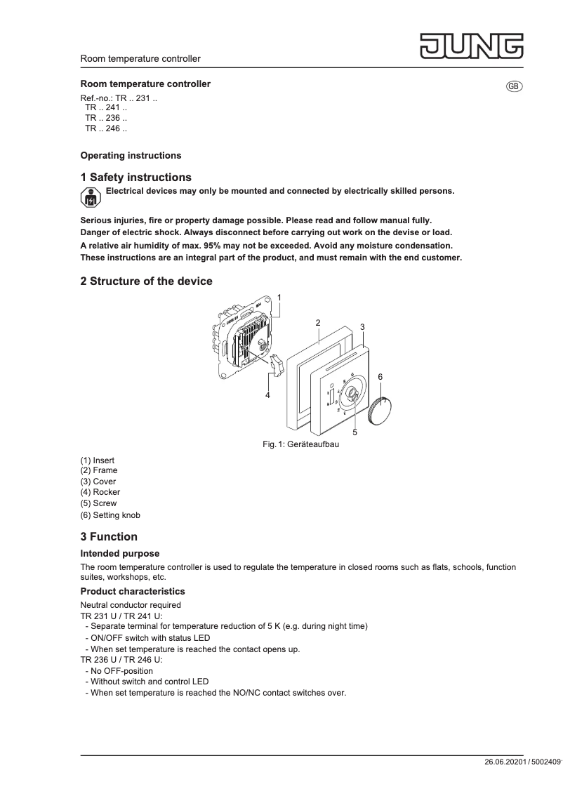 Imagen de la primera página del manual del dispositivo TRA246