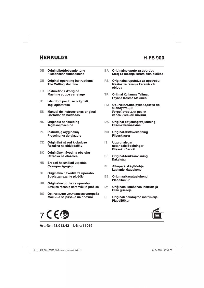Imagen de la primera página del manual del dispositivo H-FS 900