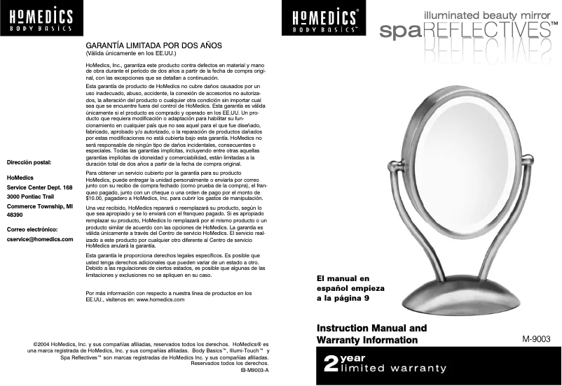 Página 1 del manual Manual de usuario Homedics M-9003