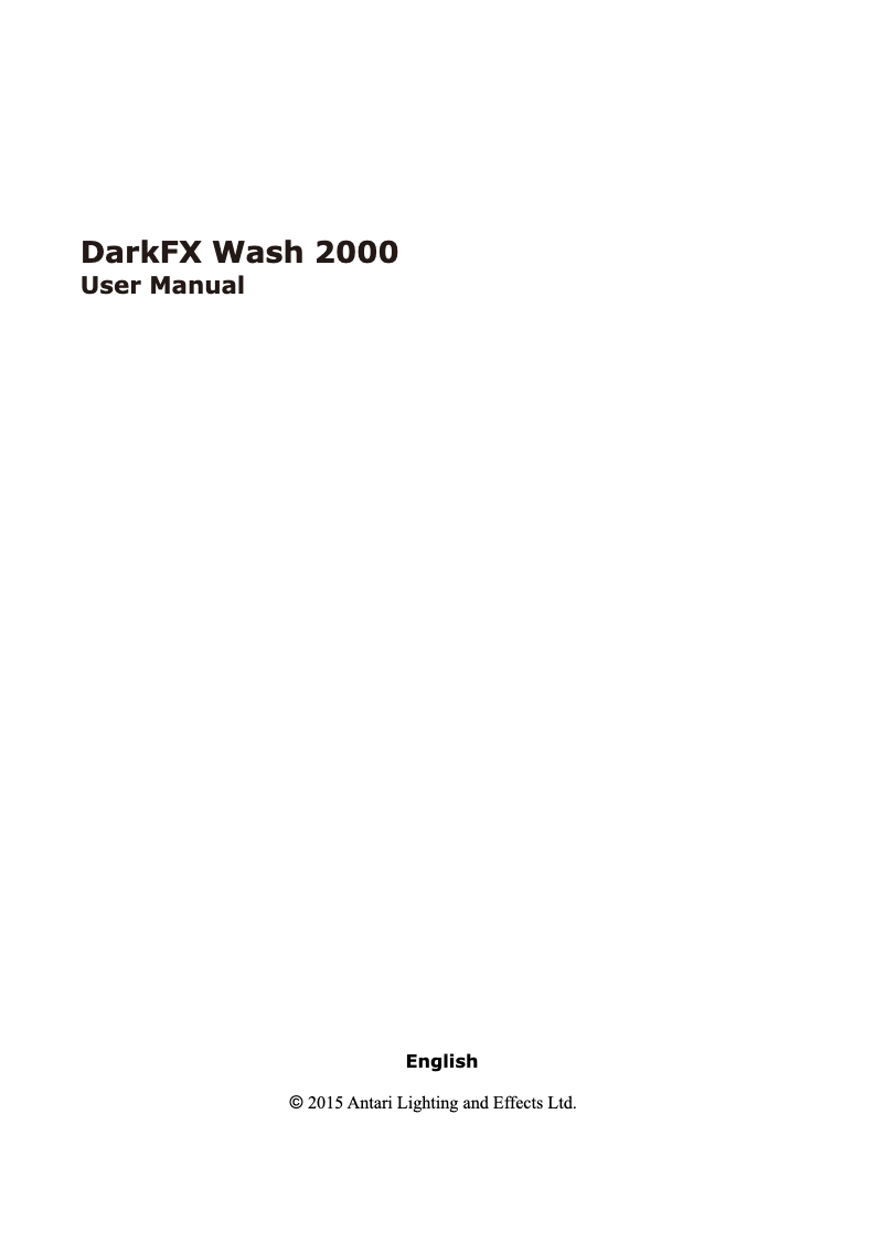 Imagen de la primera página del manual del dispositivo DarkFX Wash 2000