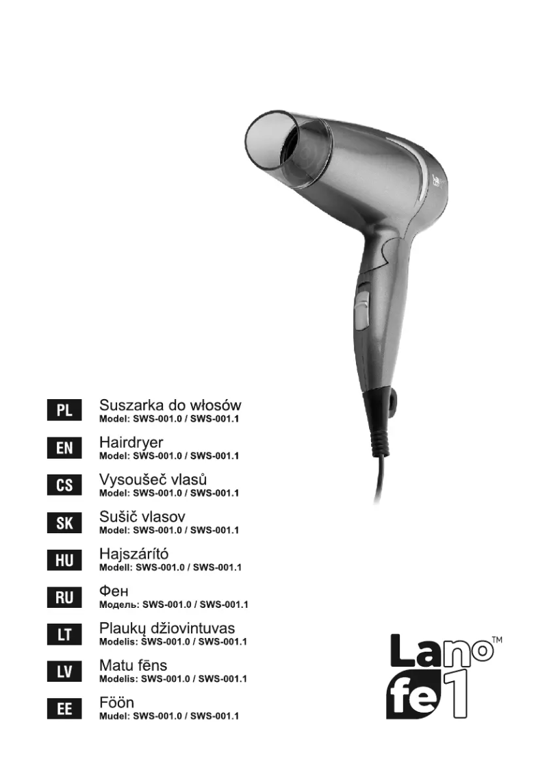 Imagen de la primera página del manual del dispositivo SWS-001.0