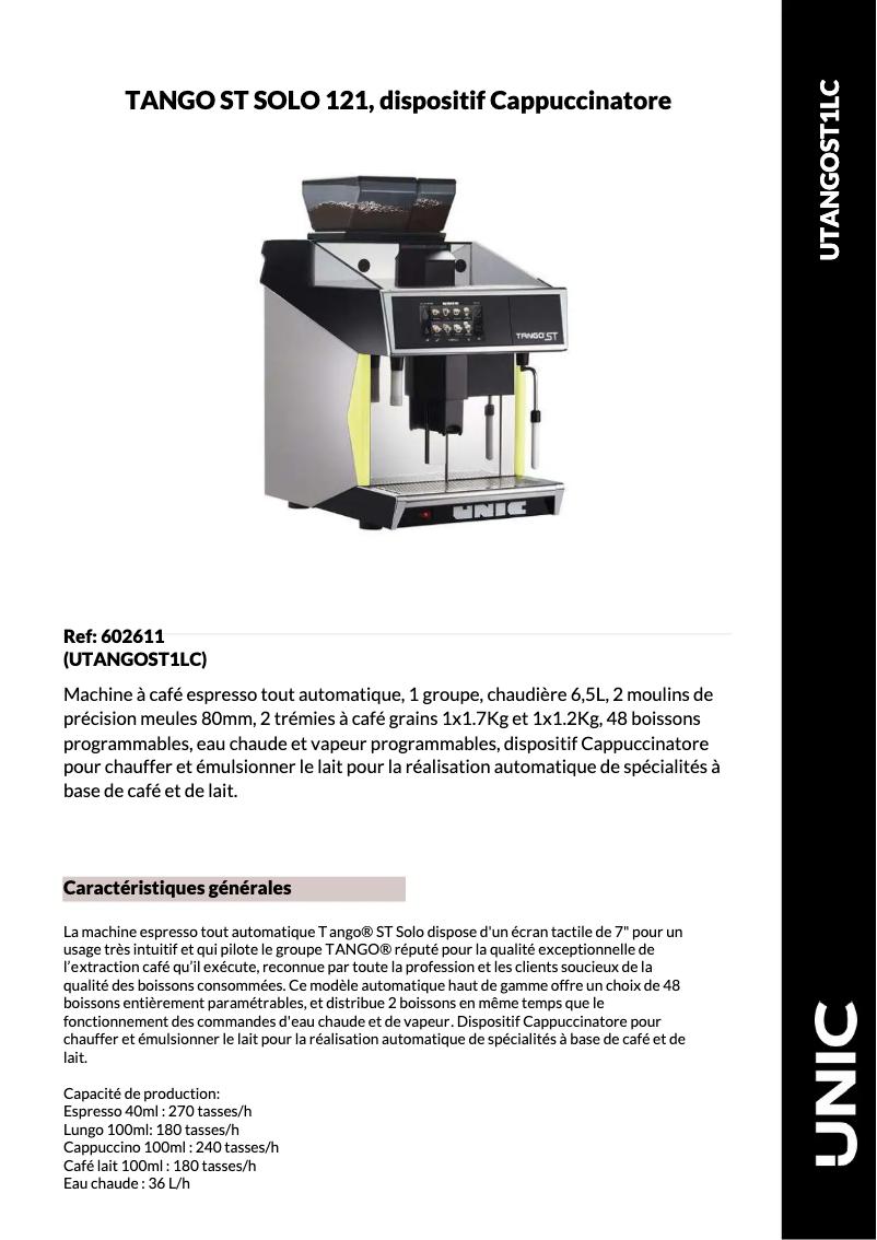 Página 1 del manual Ficha técnica UNIC Tango Solo ST