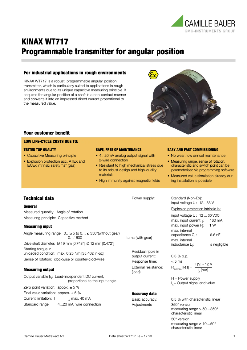 Imagen de la primera página del manual del dispositivo KINAX WT717