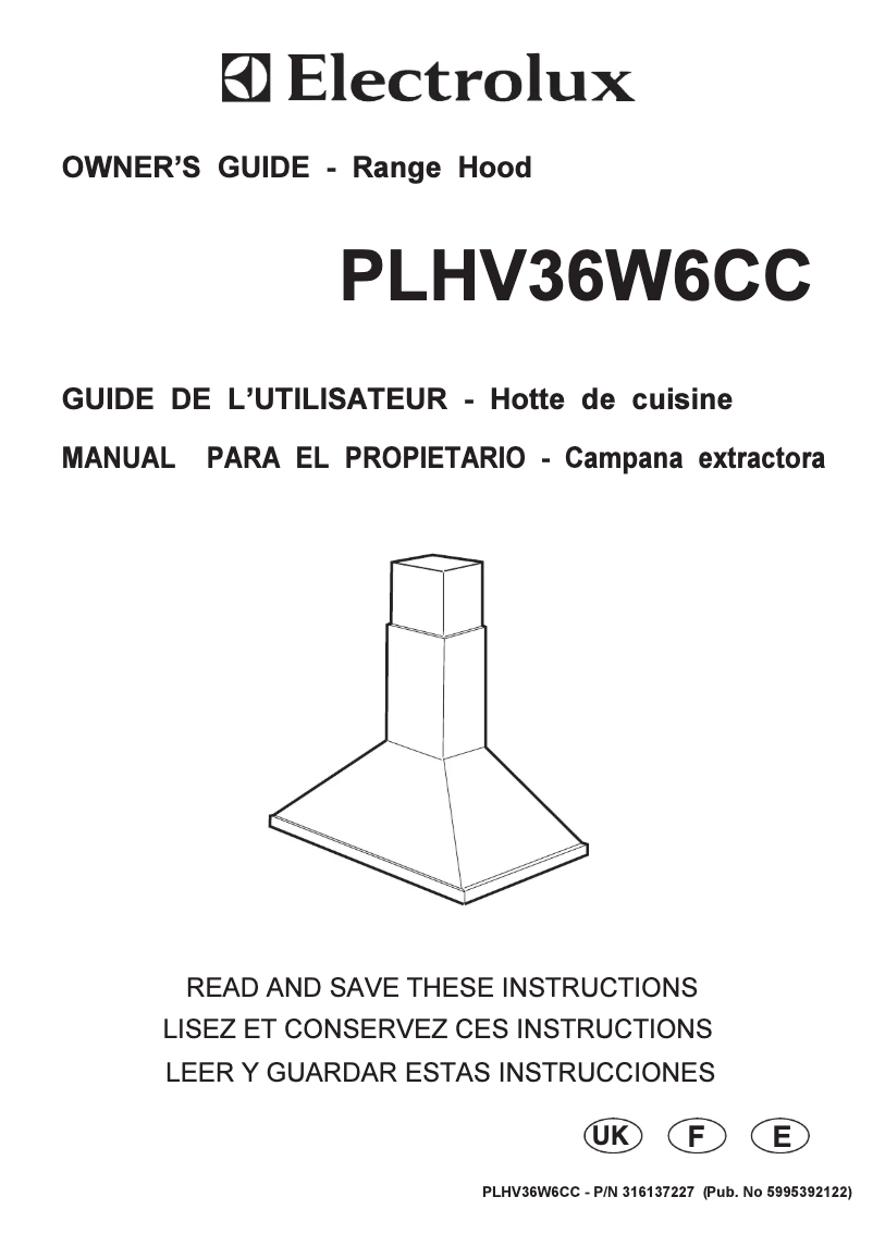 Página 1 del manual Manual de usuario Frigidaire PLHV36W6CC