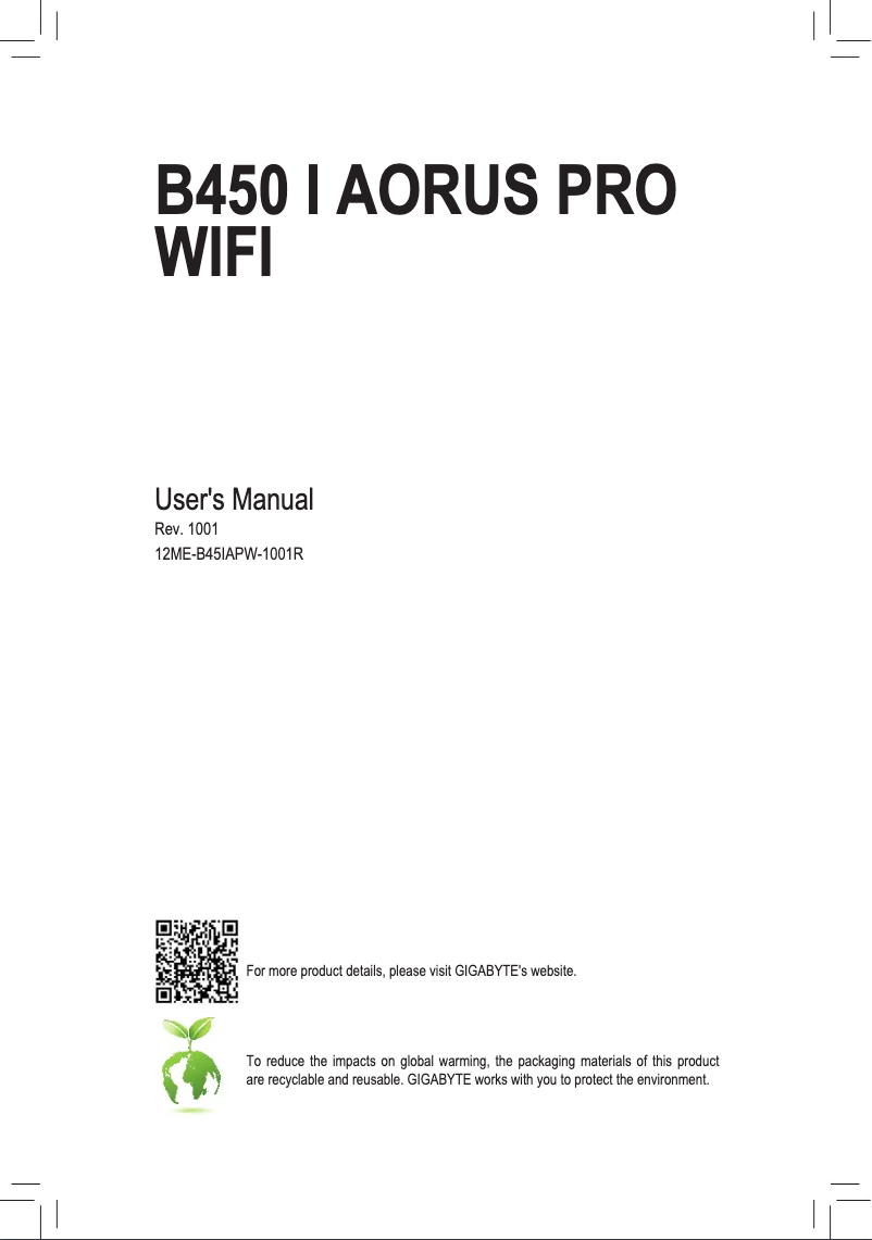 Imagen de la primera página del manual del dispositivo B450 Aorus Elite V2