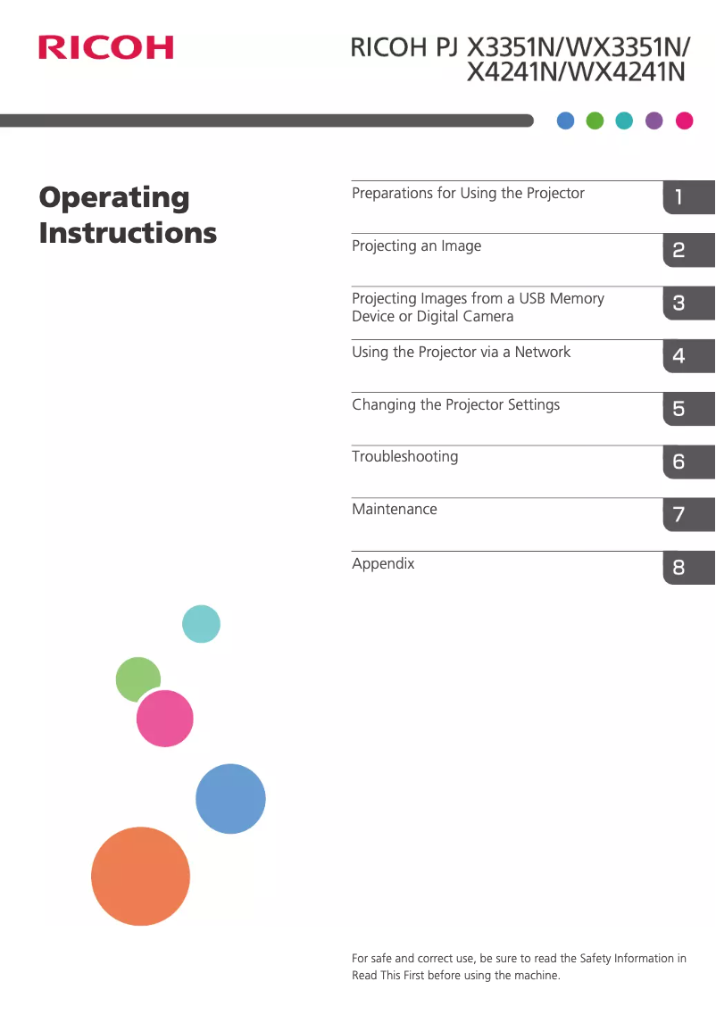 Página 1 del manual Manual de usuario Ricoh PJ WX4241N