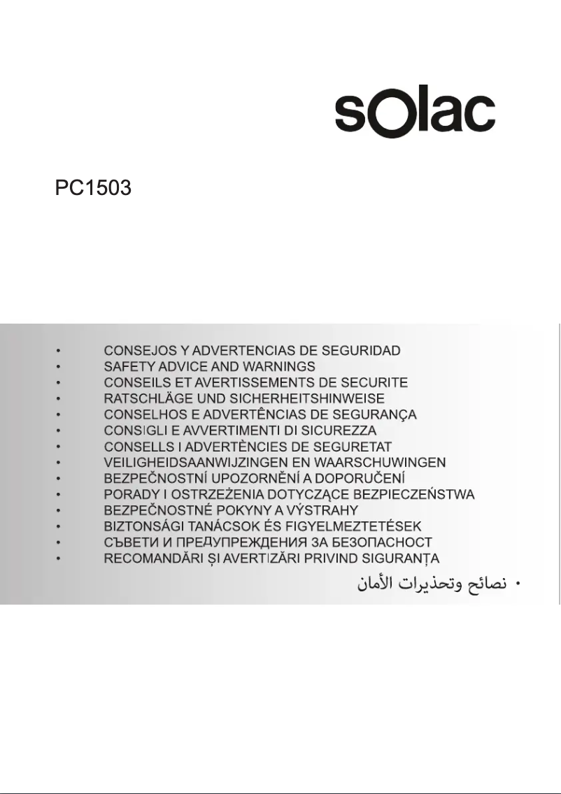 Página 1 del manual Instrucciones de seguridad Solac Niagara Pro PC1503