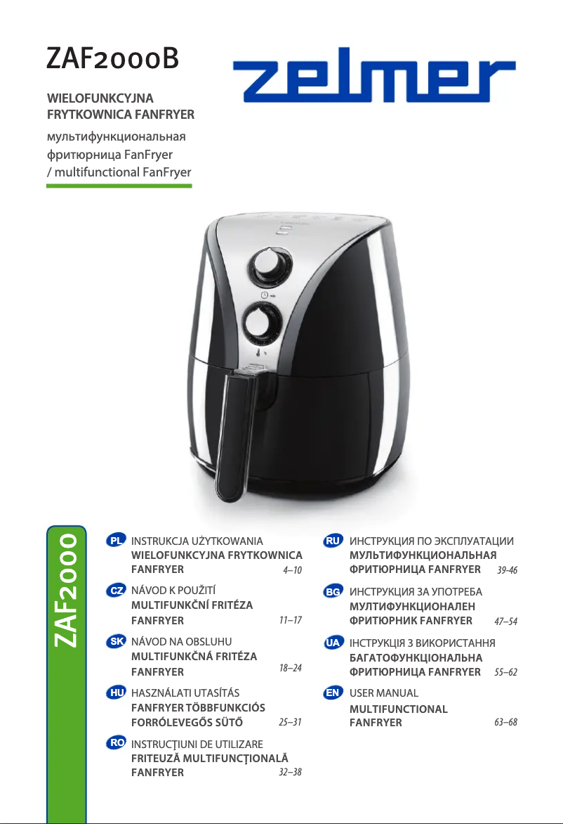 Imagen de la primera página del manual del dispositivo FanFryer ZAF2000B