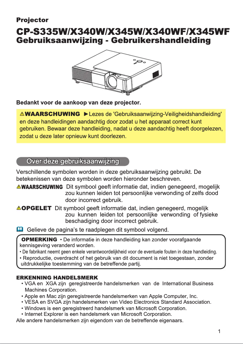 Página 1 del manual Manual de usuario Hitachi CP-X340WF