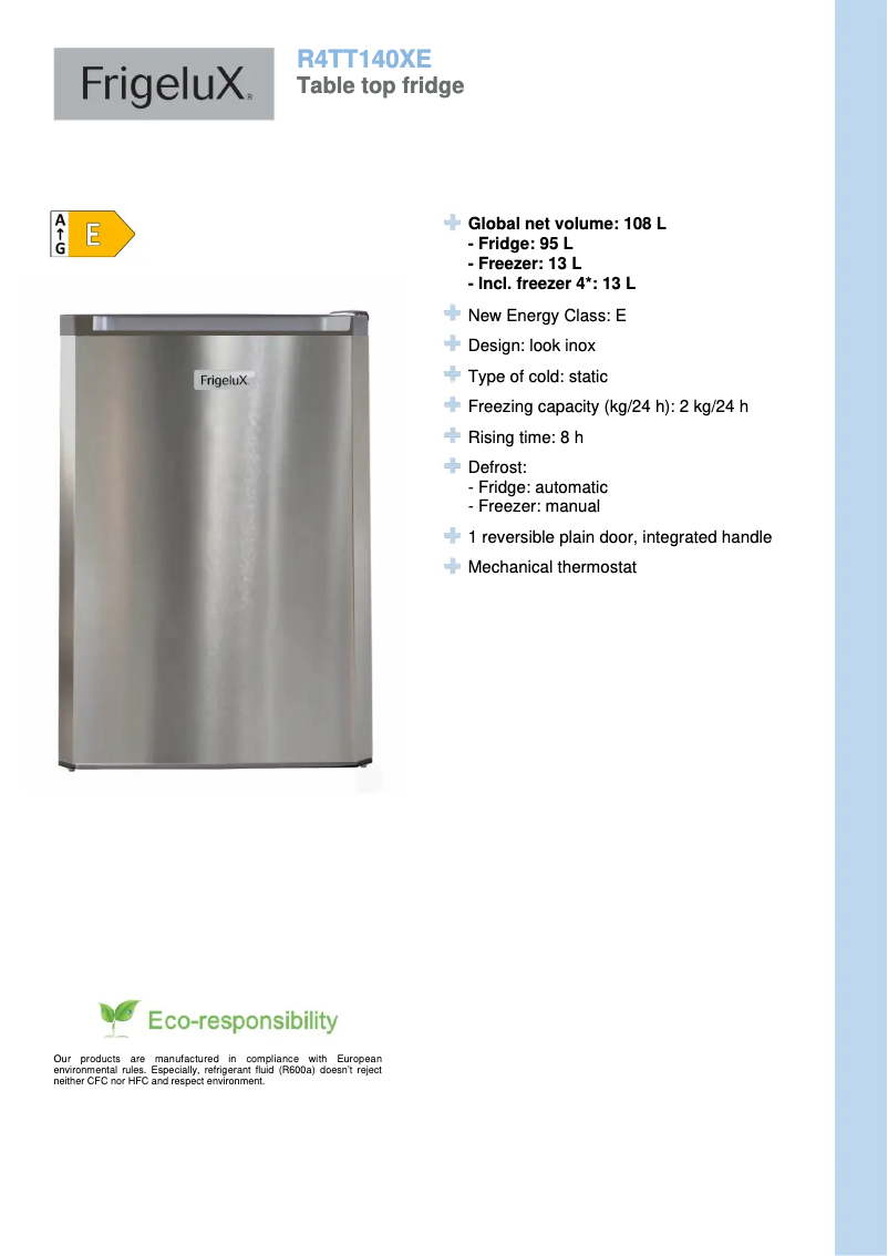 Imagen de la primera página del manual del dispositivo R4TT140XE