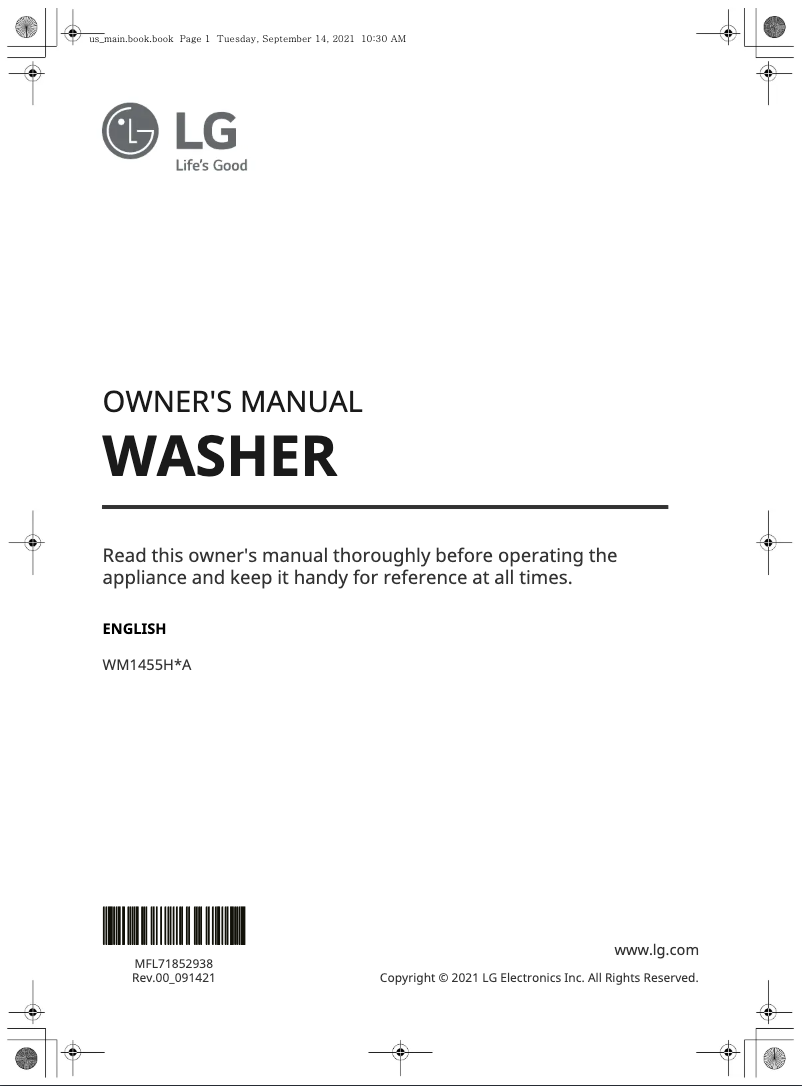 Imagen de la primera página del manual del dispositivo WM1455HPA