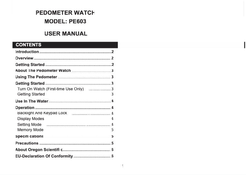 Imagen de la primera página del manual del dispositivo PE603