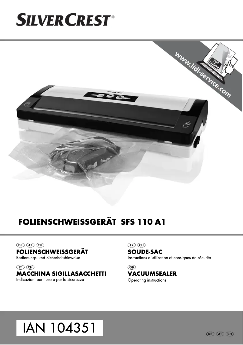 Imagen de la primera página del manual del dispositivo SFS 110 B2