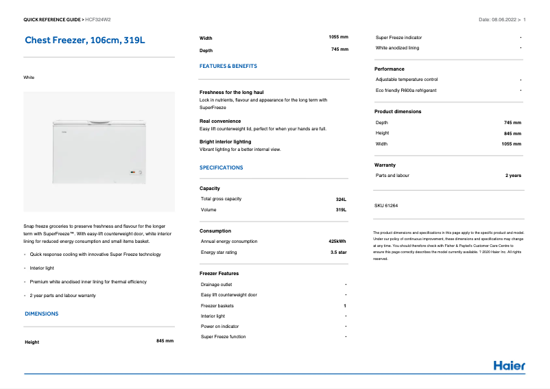 Imagen de la primera página del manual del dispositivo HCF324W2