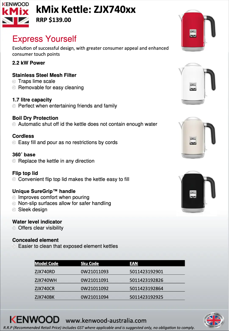 Página 1 del manual Ficha técnica Kenwood kMix ZJX740