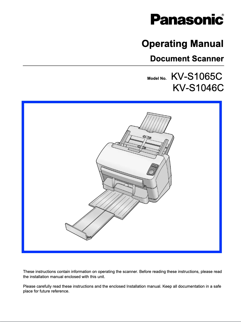 Imagen de la primera página del manual del dispositivo KV-S1065C