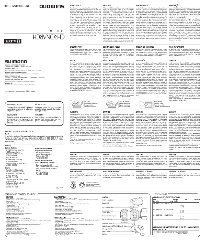 Página nº 1 - Manual de usuario Shimano Chronarch 100BSV