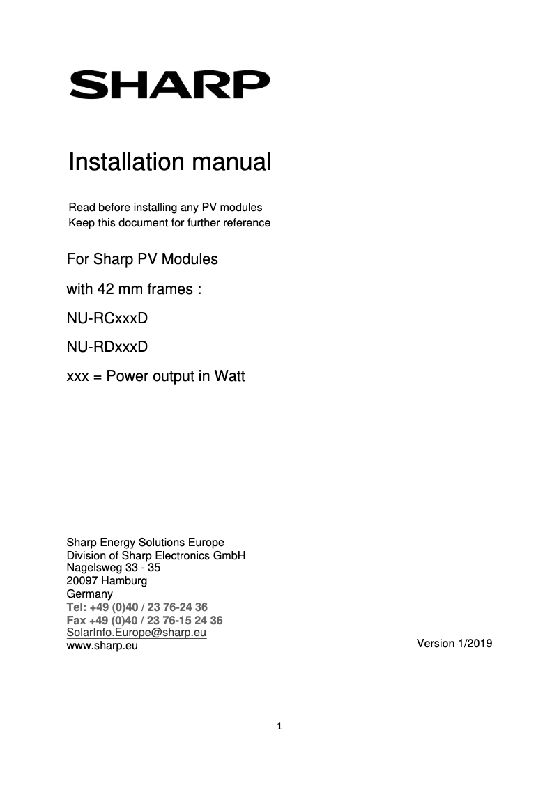 Página 1 del manual Manual de usuario Sharp NU-RC310D