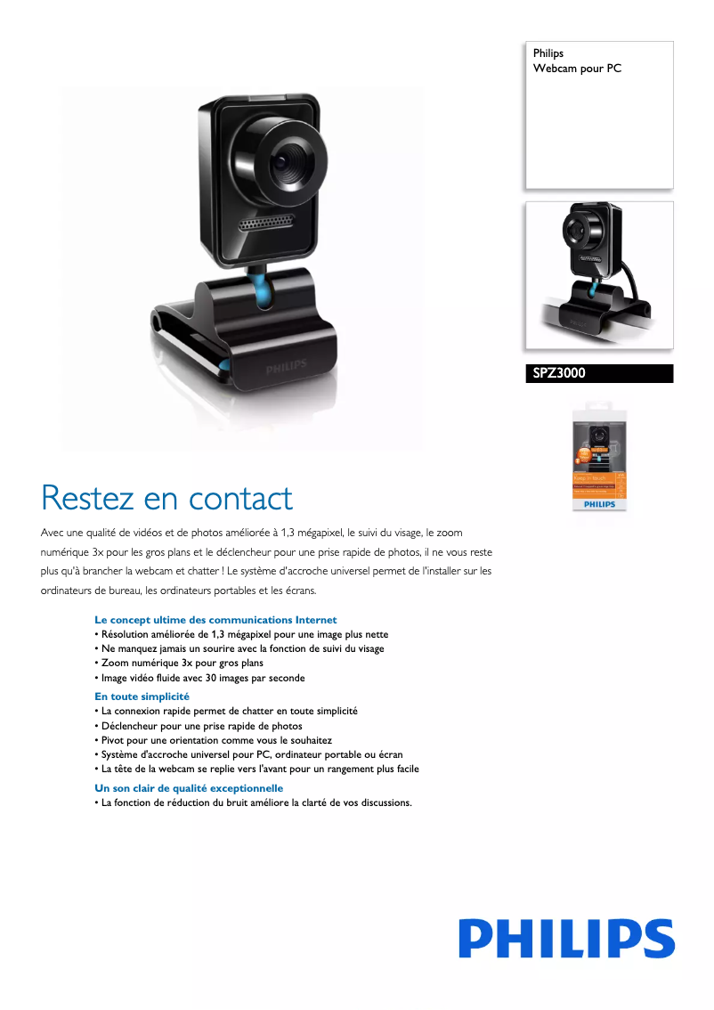 Página 1 del manual Ficha técnica Philips SPZ3000