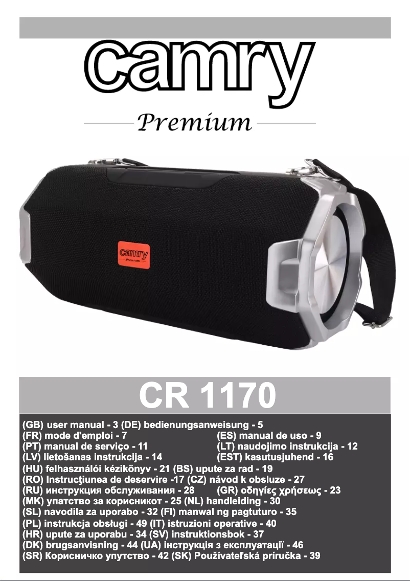 Página 1 del manual Manual de usuario Camry CR 1170