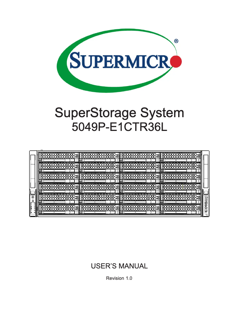 Imagen de la primera página del manual del dispositivo SuperStorage 5049P-E1CTR36L